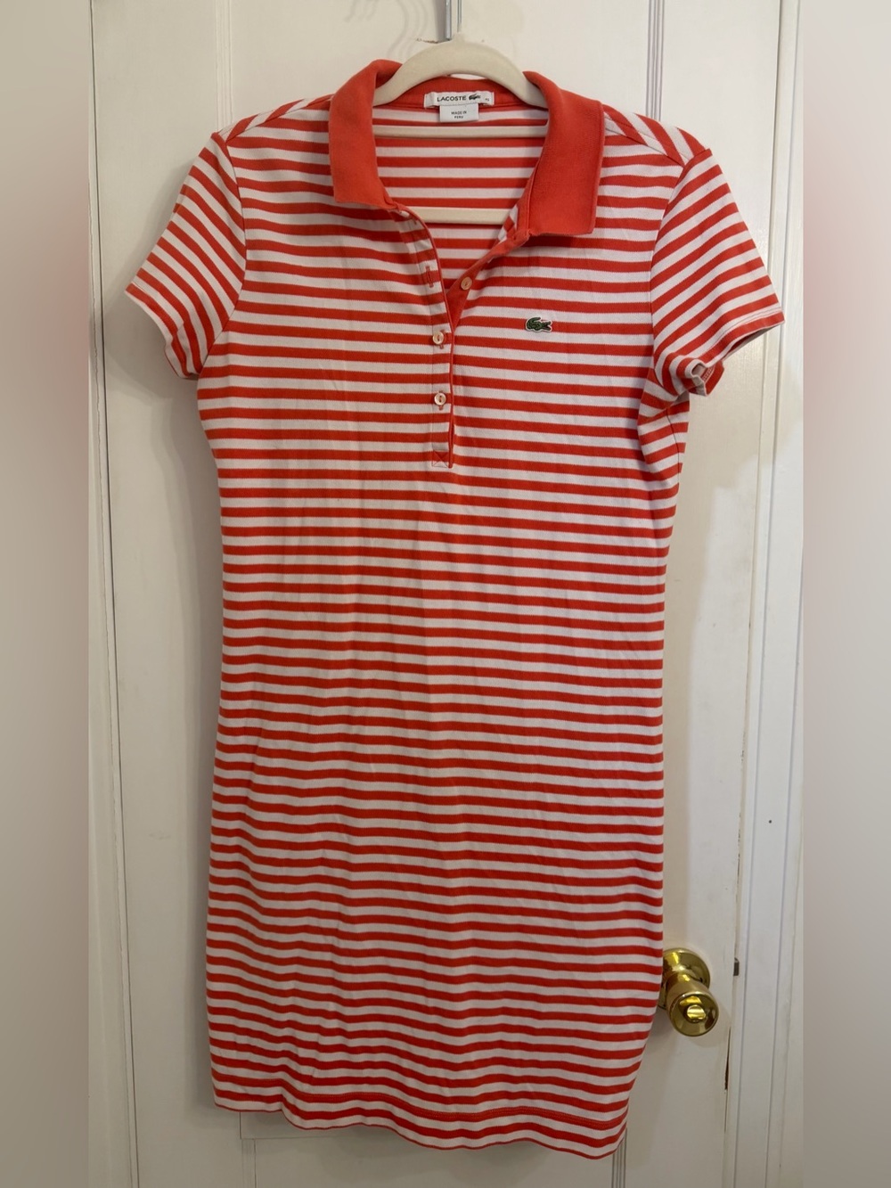 Lacoste Women’s Orange & White Striped Polo Dress